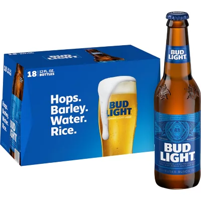 Bud Light Lager Bottles (12 oz x 18 ct)
